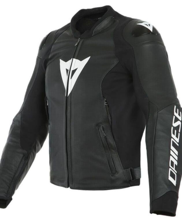 DAINESE PERF SPORT PRO SUMMER MOTORCYCLE LEATHER JACKET BLACK/WHITE