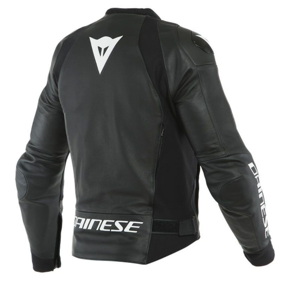 DAINESE PERF SPORT PRO SUMMER MOTORCYCLE LEATHER JACKET BLACK/WHITE - Image 2