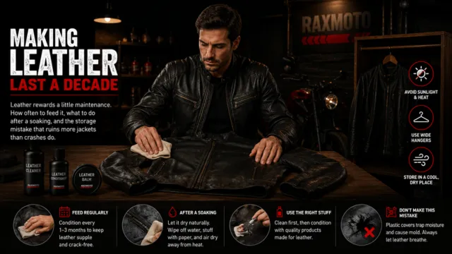 Raxus leather motorcycle jacket with removable hood