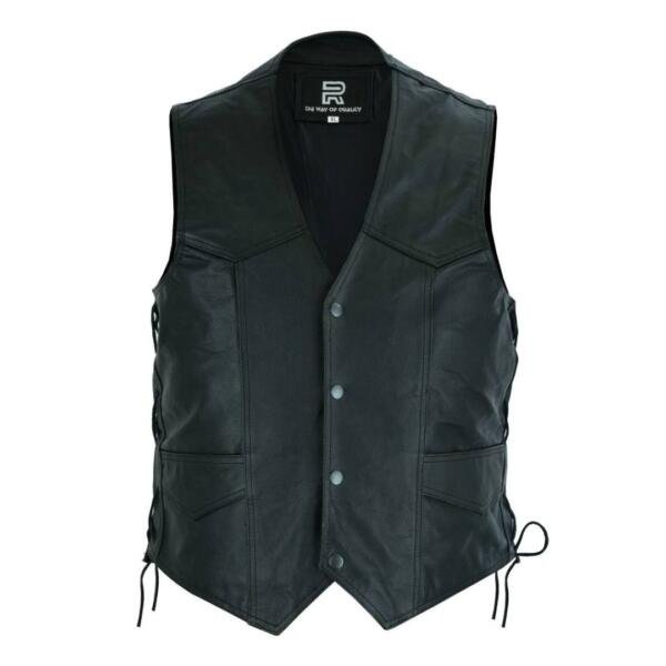 Mænd's Adjustable Lace Up Leather Vest K-05