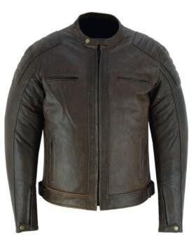 RAXUS DARK BROWN MOTORCYCLE LEATHER JACKET R-40 MEN