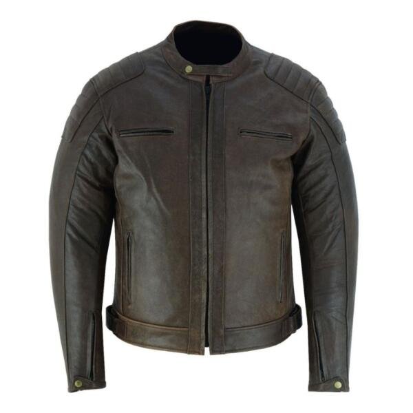 RAXUS R-40 HERREN-MOTORRAD-LEDERJACKE DUNKELBRAUN