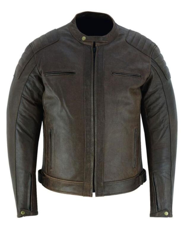 RAXUS DARK BROWN MOTORCYCLE LEATHER JACKET R-40 MEN