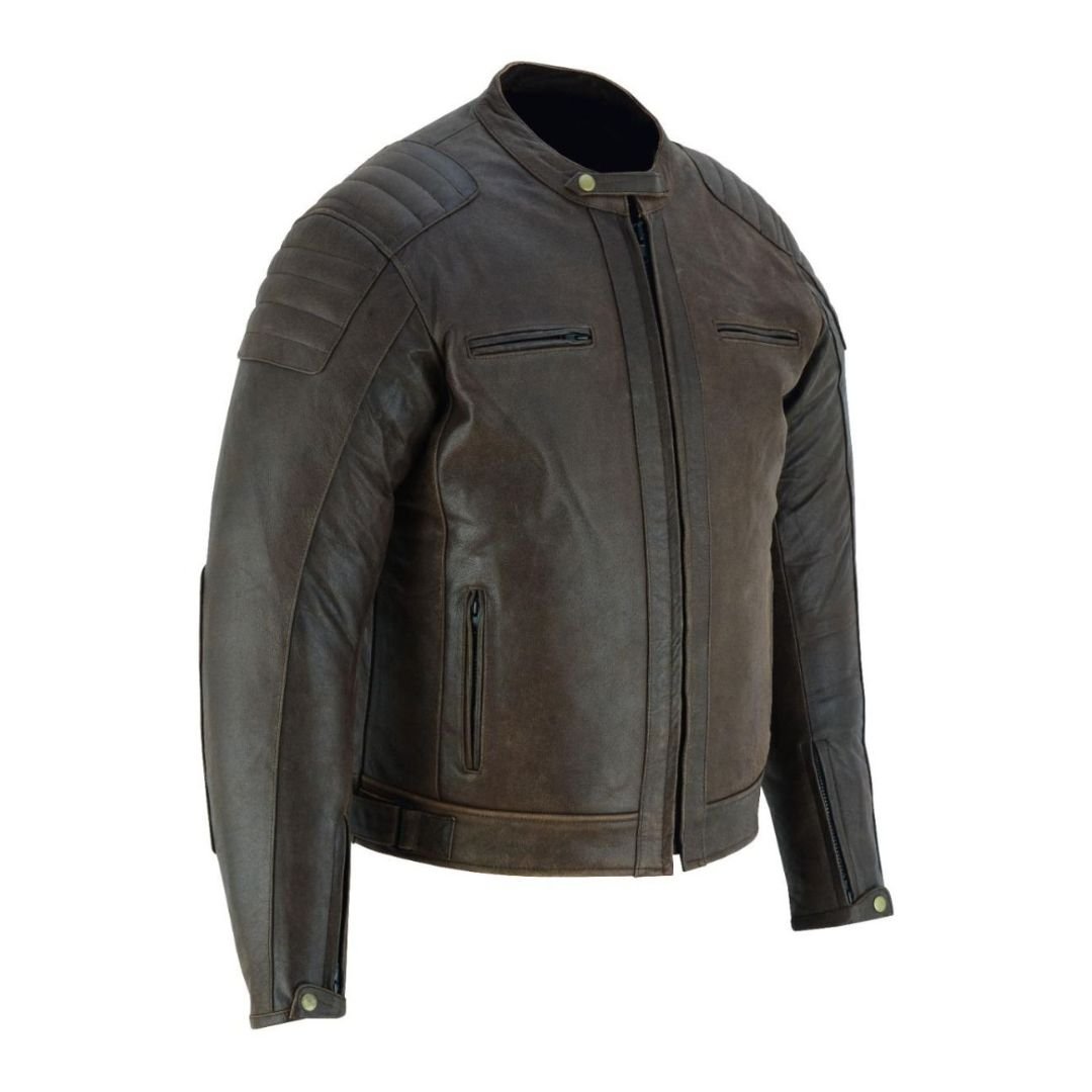 RAXUS DARK BROWN MOTORCYCLE LEATHER JACKET R-40 MEN - Image 2