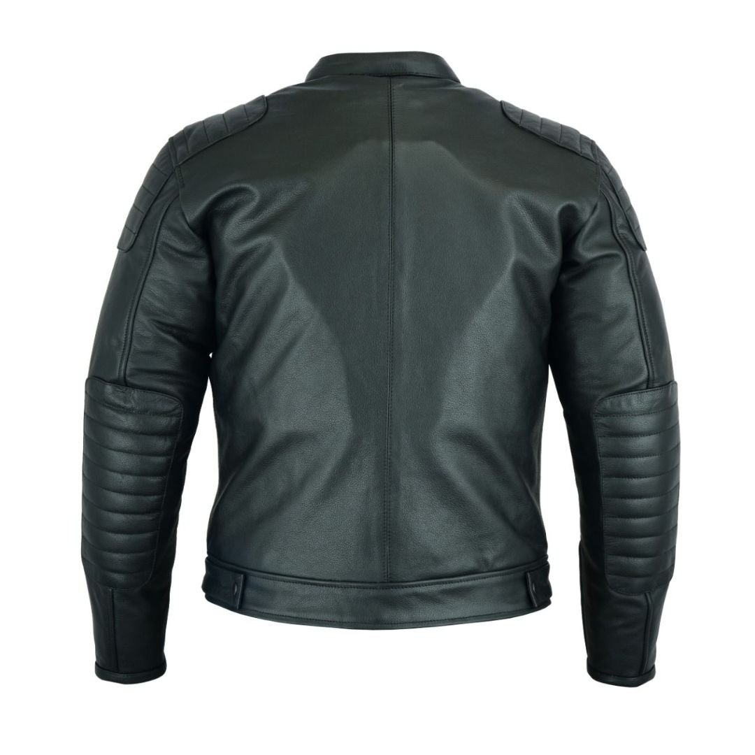 RAXUS MEN'S VINTAGE MOTORCYCLE JACKET LEATHER R-50 BLACK - Image 3
