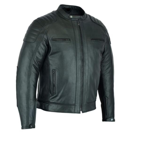 RAXUS MEN'S VINTAGE MOTORCYCLE JACKET LEATHER R-50 BLACK
