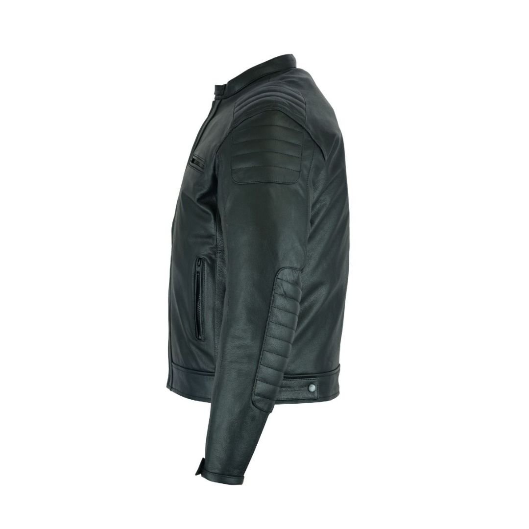 RAXUS MEN'S VINTAGE MOTORCYCLE JACKET LEATHER R-50 BLACK - Image 2