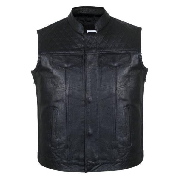 CHALECO DE MOTO RAXUS DE CUERO DE VACA DIAMOND K-15
