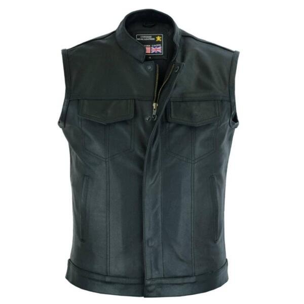 CHALECO DE MOTO RAXUS CON CUELLO MAO DE CUERO K-10