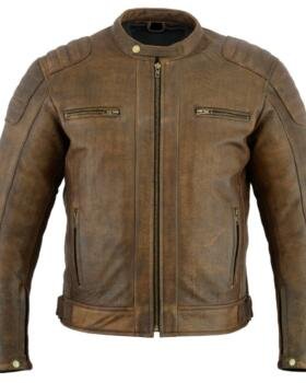 RAXUS Vintage Motorcycle Jacket Men Leather R-50 Brown