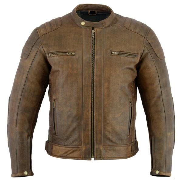 RAXUS Vintage Motorcykel Jakke Mænd Leather R-50 Brown