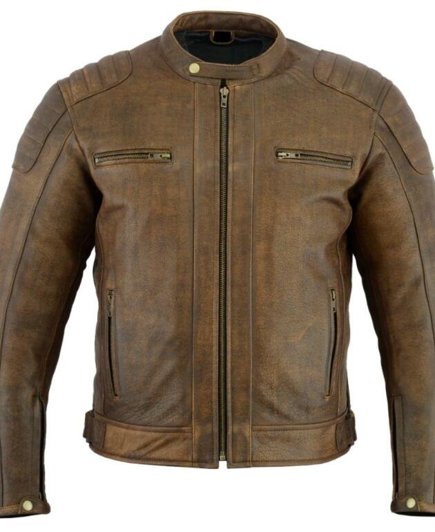 RAXUS Vintage Motorcycle Jacket Men Leather R-50 Brown