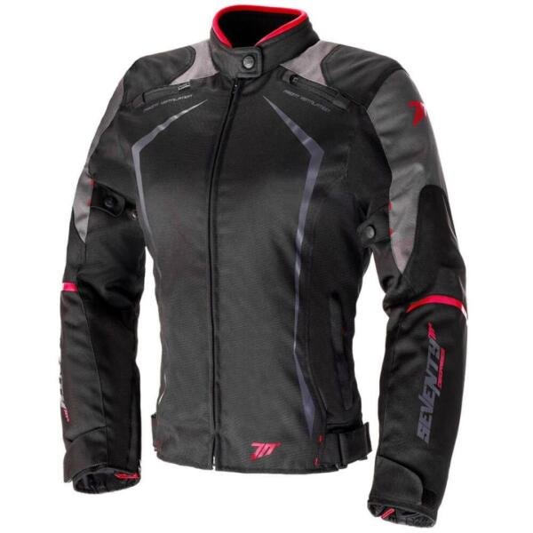 SEVENTY WOMEN'S SHORT RACING RED MOTORCYCLE JACKET SD-JR49