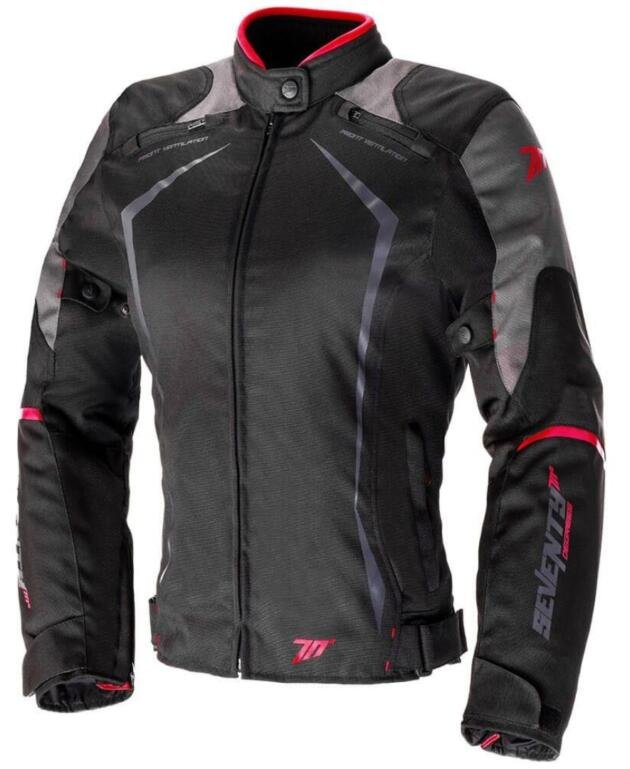 SEVENTY WOMEN'S SHORT RACING RED MOTORCYCLE JACKET SD-JR49