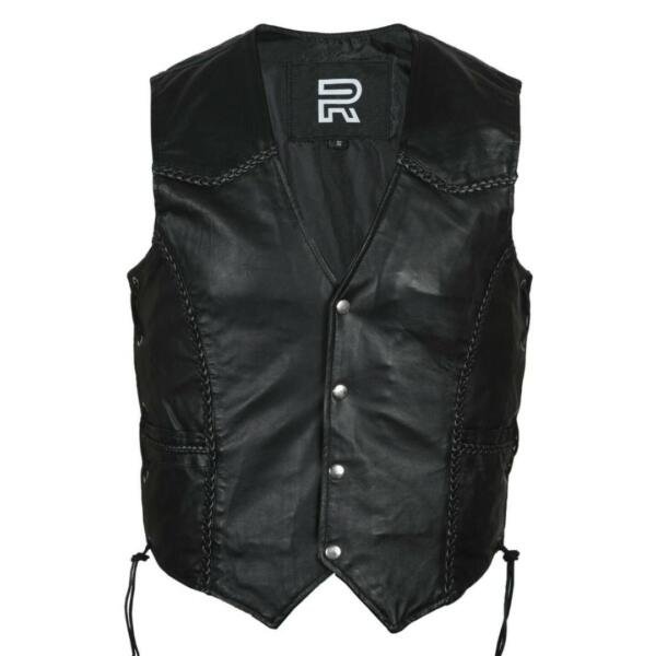 Sheepskin Motorcykel Vest For Mænd S-10