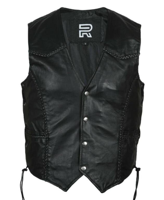 Sheepskin Motorcycle Vest For Men S-10