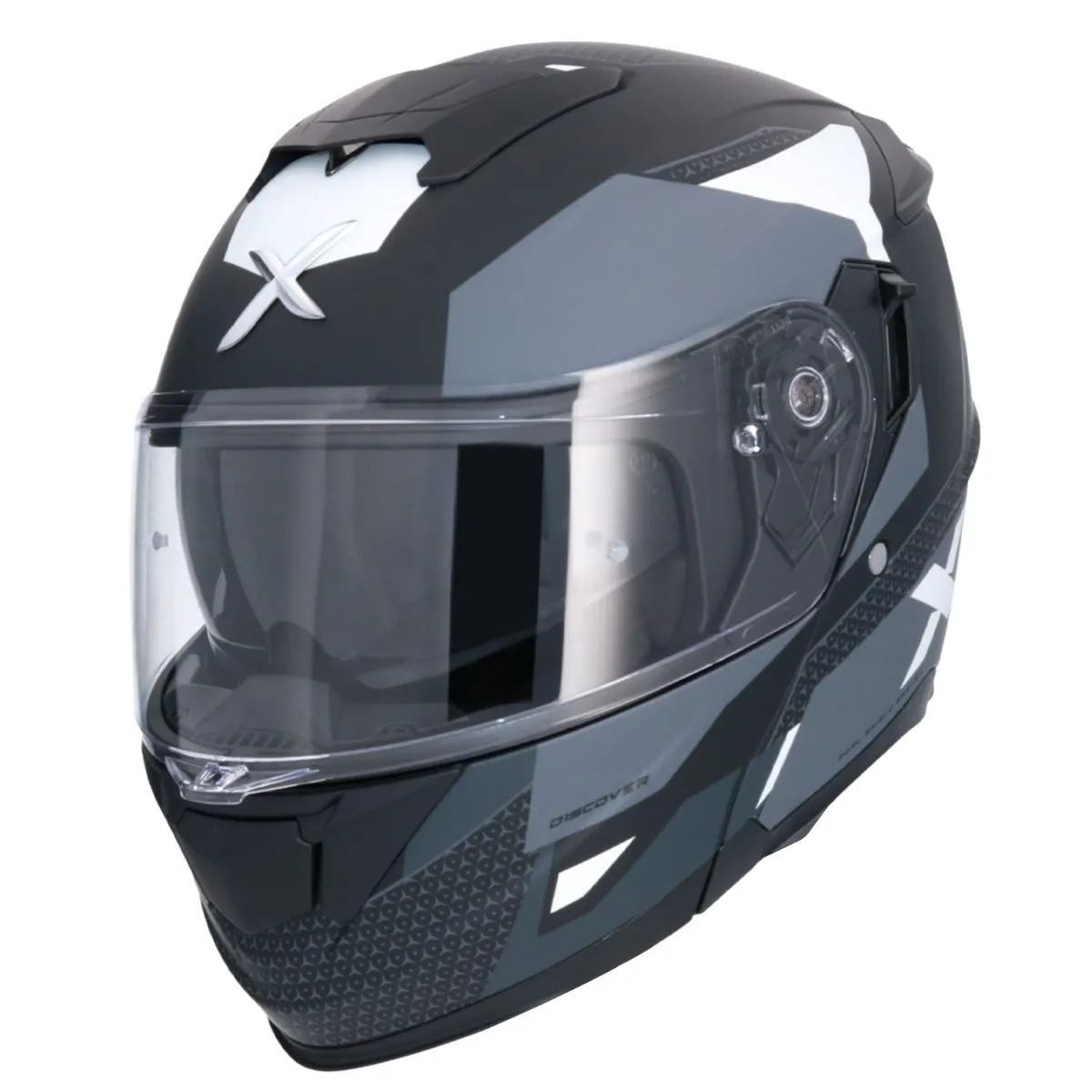 AXOR Discover Flip Up Helmet Left Side View Grey Black
