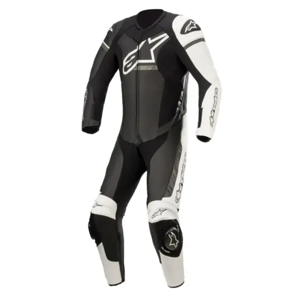 Alpinestars GP Force Phantom One Piece Leather Dragt Sort Hvid Gray Front View