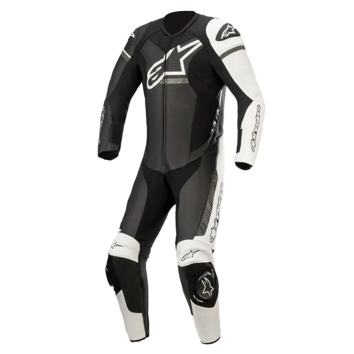 Alpinestars GP Force Phantom One Piece Leather Suit Negre Blanc Gris frontal View