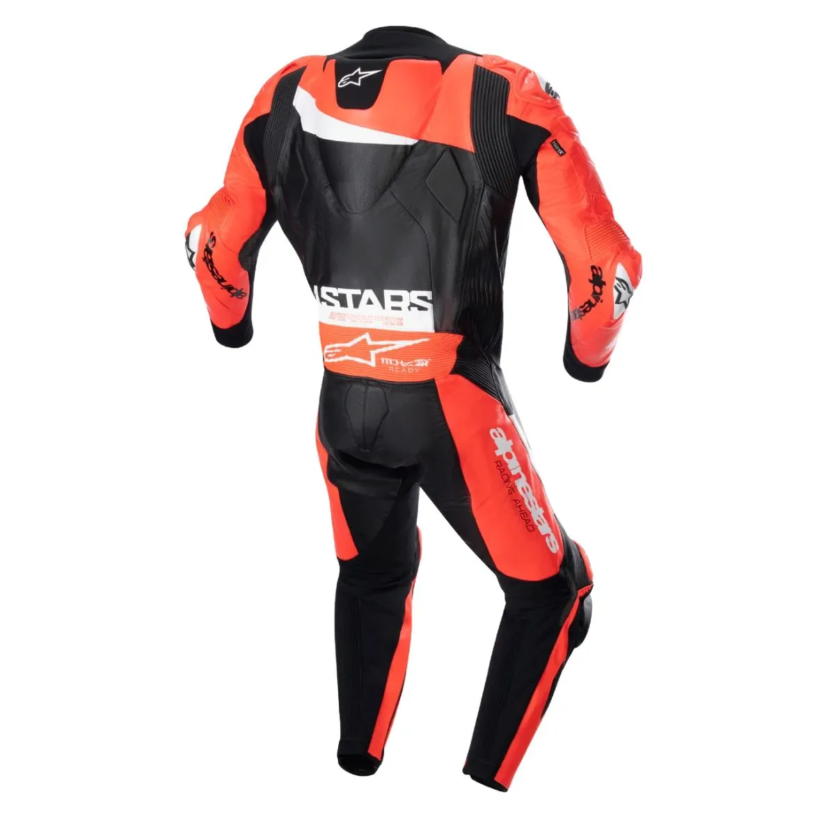 Alpinestars GP Plus V4 uno Piece cuero mono negro rojo Fluo blanco trasero View