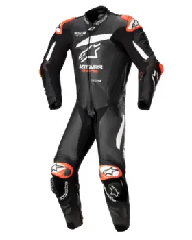 Alpinestars GP Plus V4 One Piece Leather Suit Black White Front View