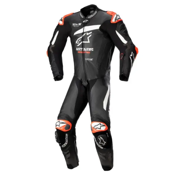 Alpinestars GP Plus V4 One Piece Leather Dragt Sort Hvid Front View