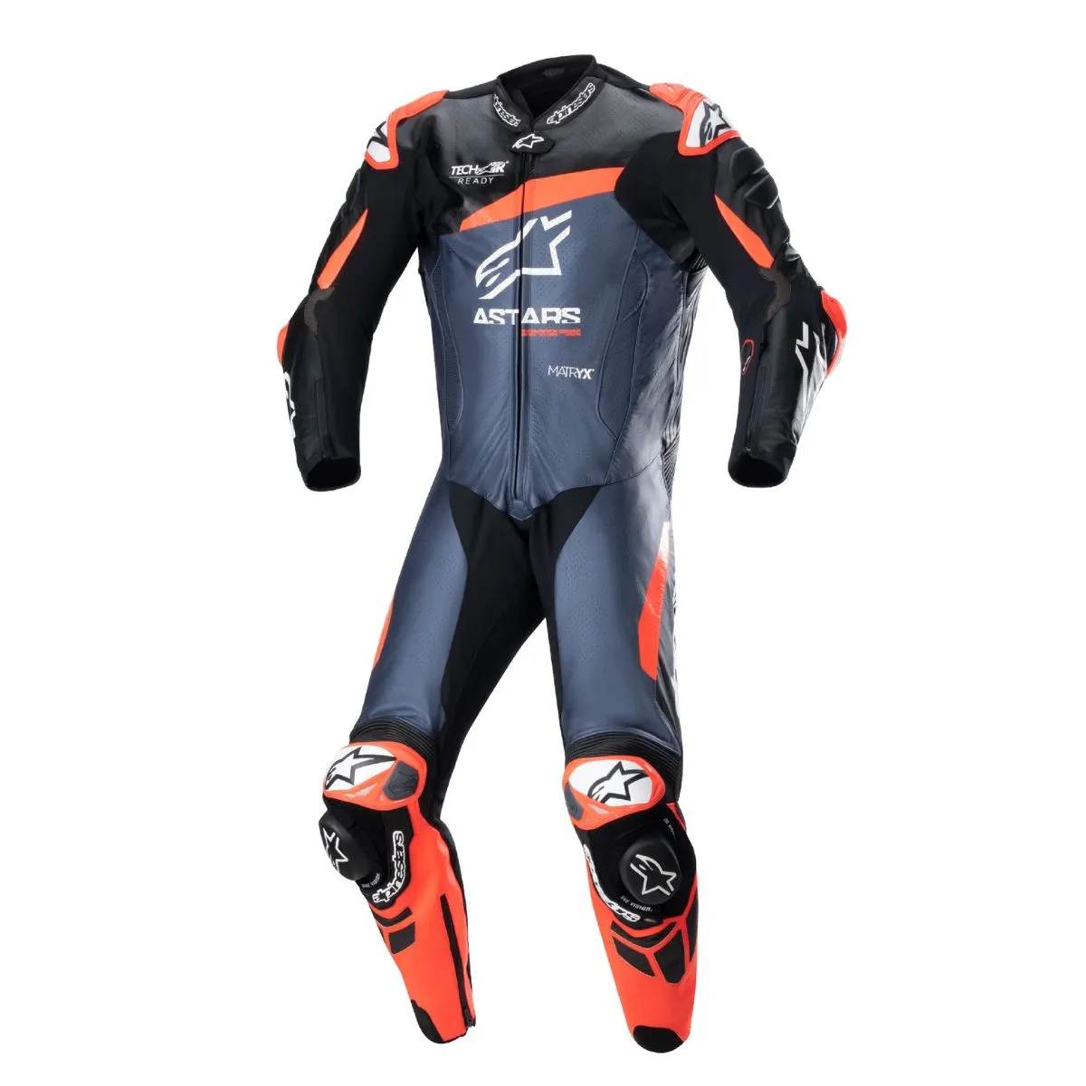 Alpinestars GP Plus V4 uno Piece cuero mono azul negro rojo Fluo delantero View