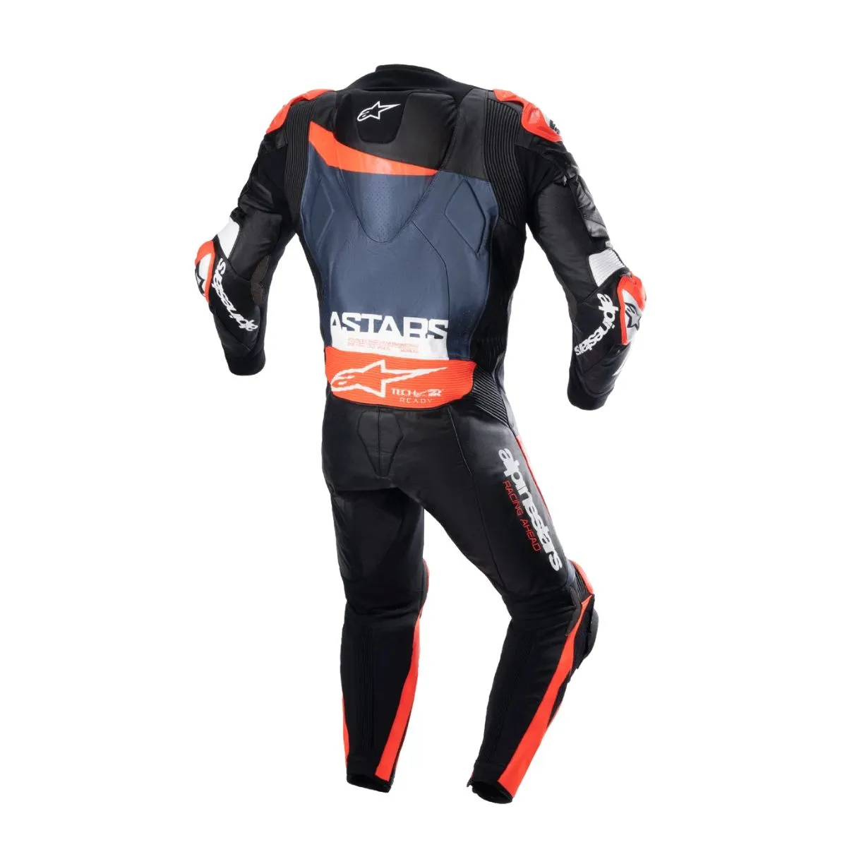 Alpinestars GP Plus V4 uno Piece cuero mono azul negro rojo Fluo trasero View