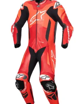Alpinestars GP Plus V4 Sprint One Piece Leather Suit Red Fluo front view