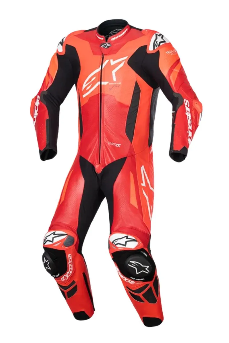 Alpinestars GP Plus V4 Sprint uno Piece cuero mono rojo Fluo delantero view