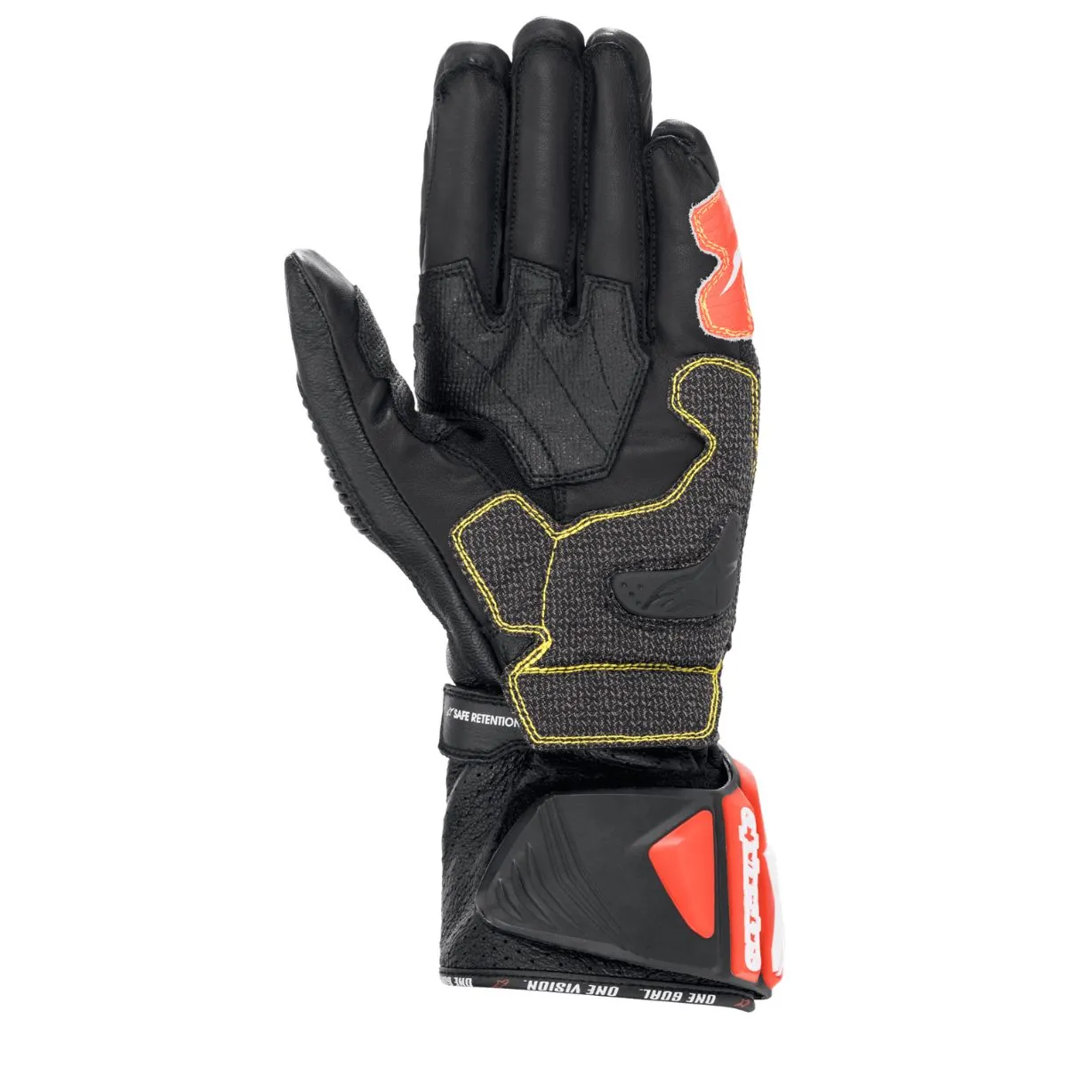 Alpinestars GP Tech V2 S Racing Gloves Black Red Fluo Back Hand View