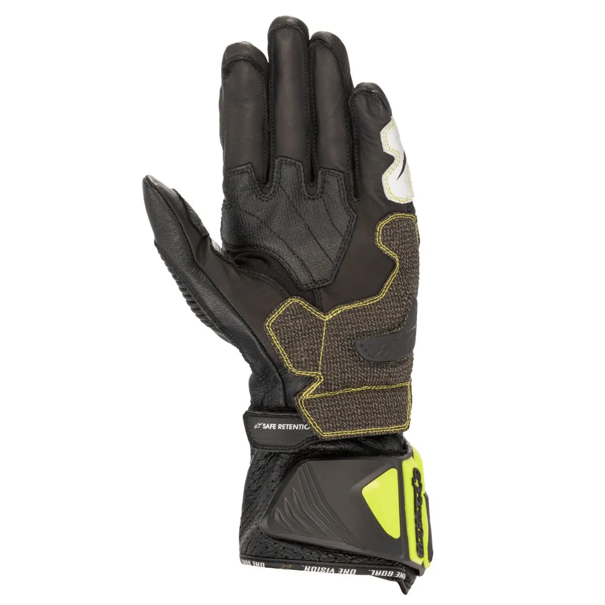 Alpinestars GP Tech V2 S Racing Gloves Black Yellow Fluo Back Hand View