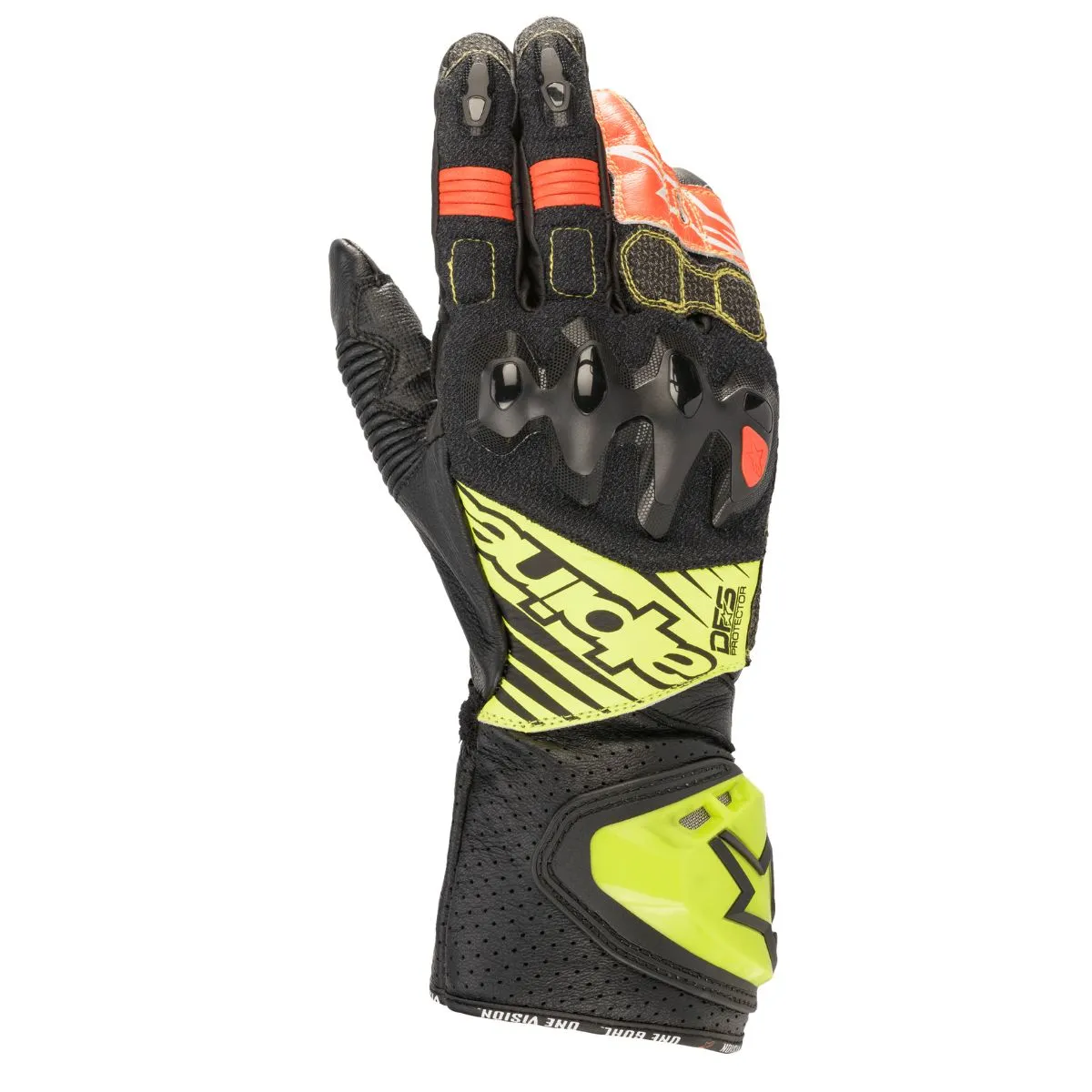 Alpinestars GP Tech V2 S Racing Gloves Black Yellow Fluo Front View