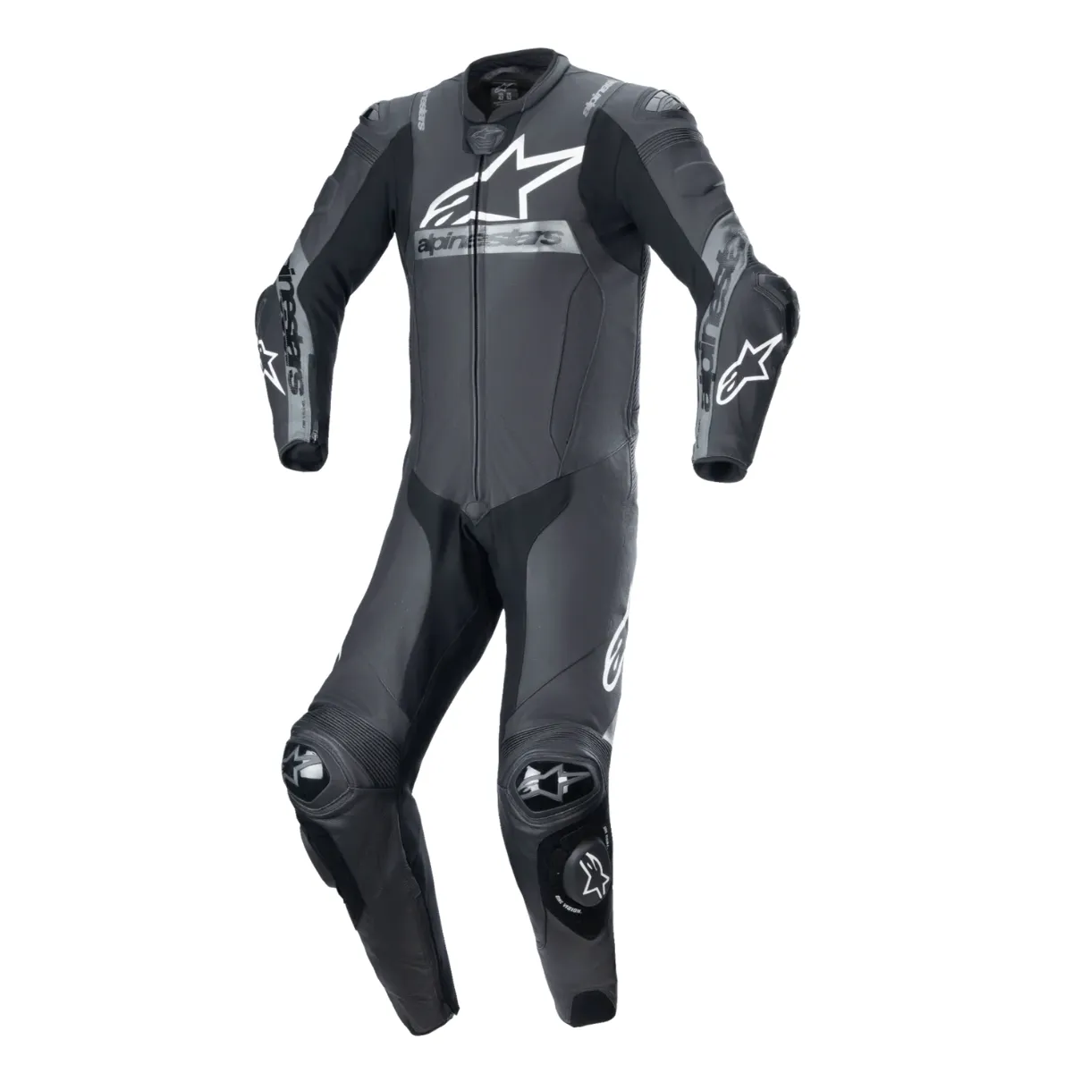 Alpinestars Missile V2 Ward uno Piece cuero mono negro Metal gris delantero View