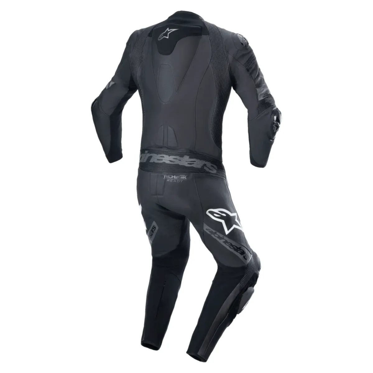 Alpinestars Missile V2 Ward uno Piece cuero mono negro Metal gris trasero View