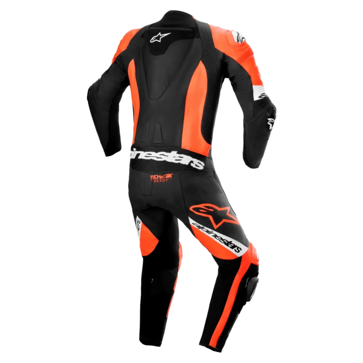 Alpinestars Missile V2 Ward uno Piece cuero mono negro blanco rojo Fluo trasero View