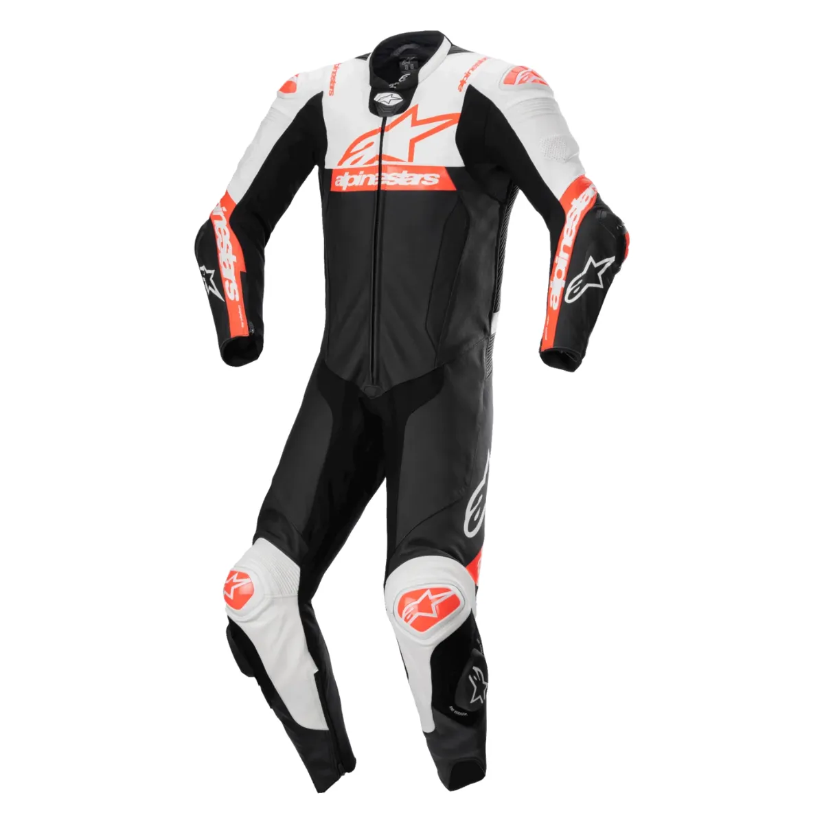 Alpinestars Missile V2 Ward uno Piece cuero mono negro rojo Fluo blanco delantero View