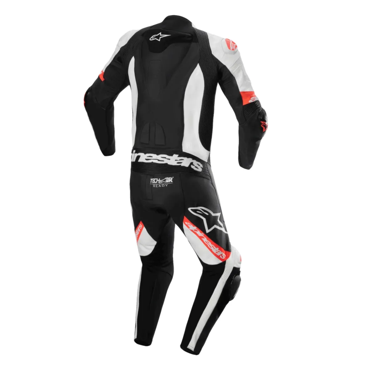 Alpinestars Missile V2 Ward uno Piece cuero mono negro rojo Fluo blanco trasero View