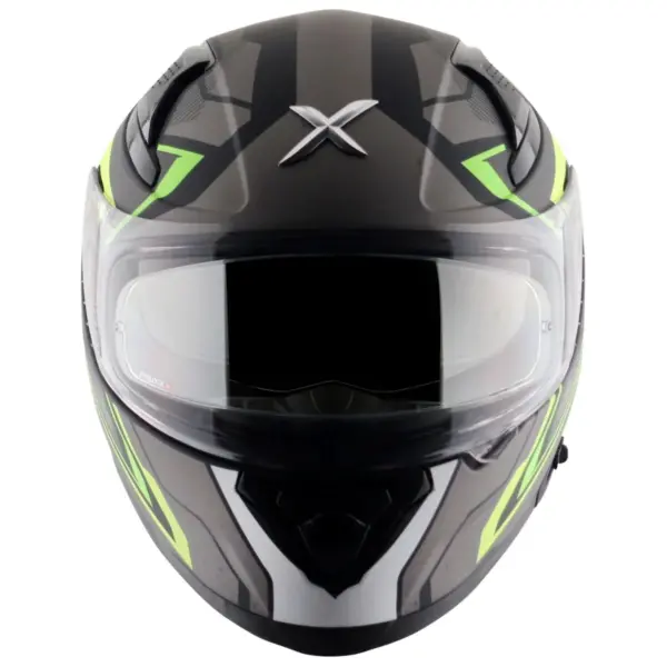 AXOR Apex Road Trip Full Face Helmet Matt Black Fluor Yellow front view