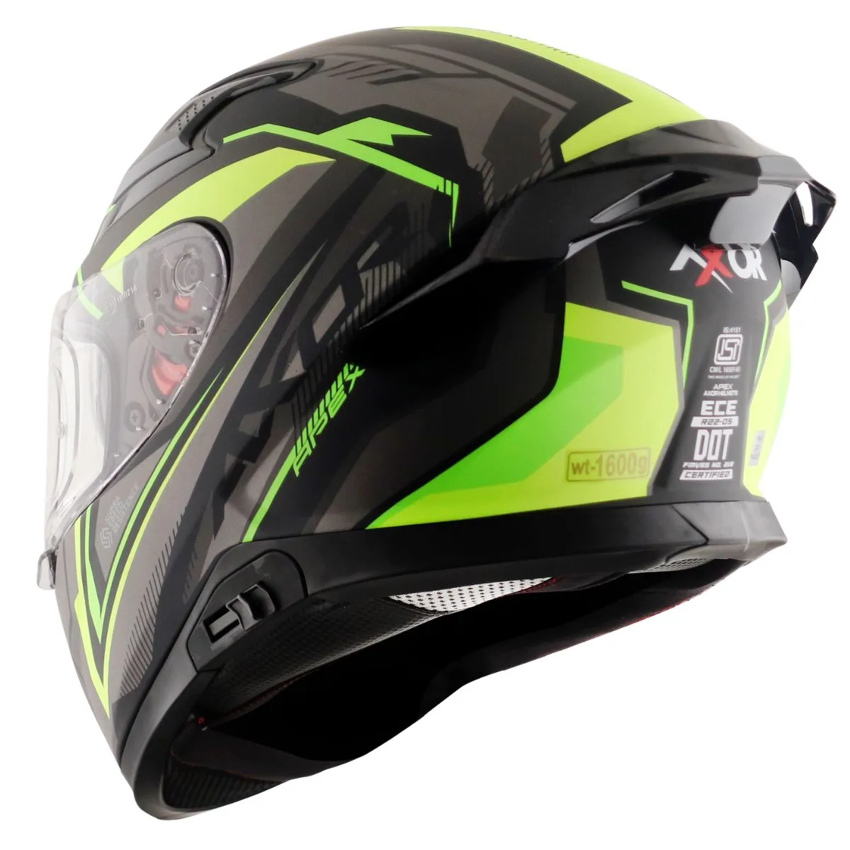 AXOR Apex Road Trip Full Face Helmet rear spoiler Black Yellow