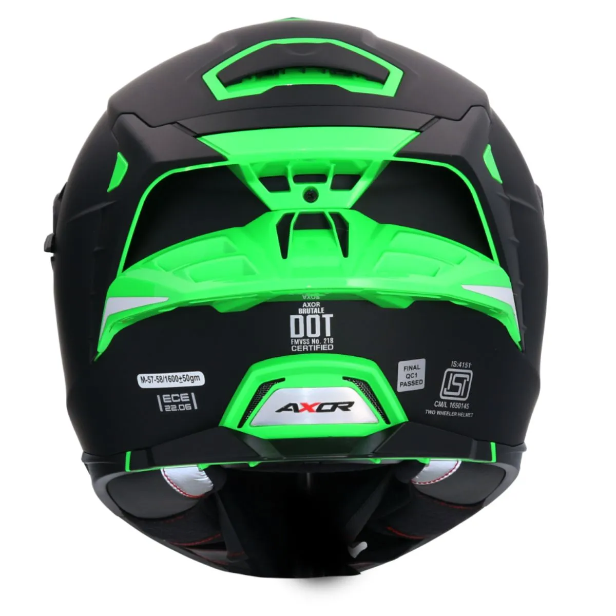 AXOR Brutale Corsa Full Face Helmet ECE 22.06 DOT INS NBR Certified Matt Black Green