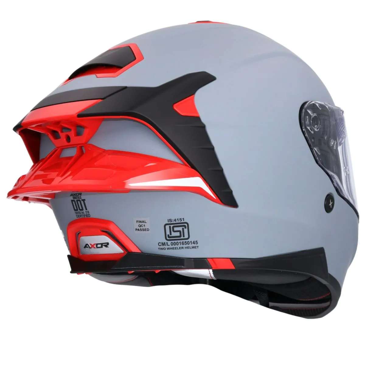 AXOR Brutale Corsa casco integral Matt gris rojo trasero dual spoiler