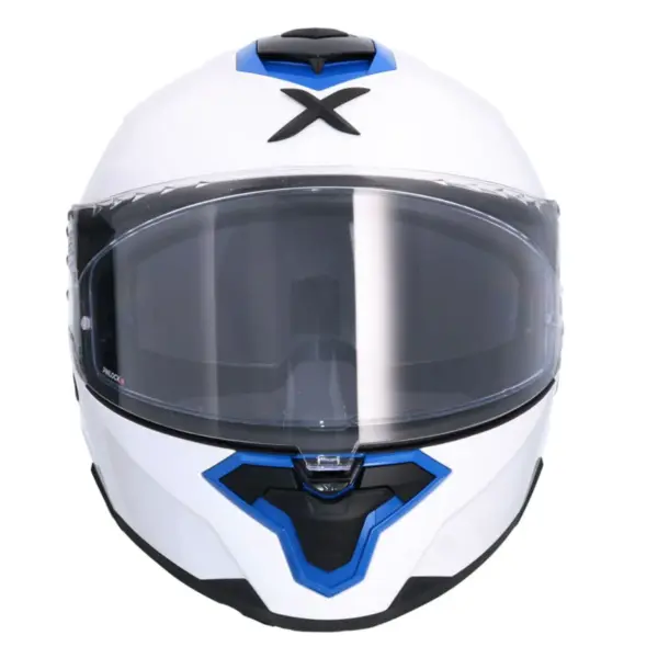 AXOR Brutale Corsa Full Face Hjelm Hvid Pearl Blå front view