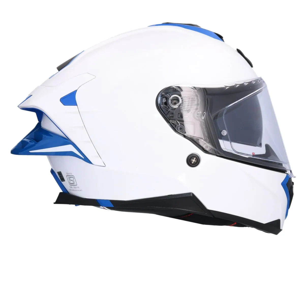 AXOR Brutale Corsa casco integral blanco Pearl azul derecho side view