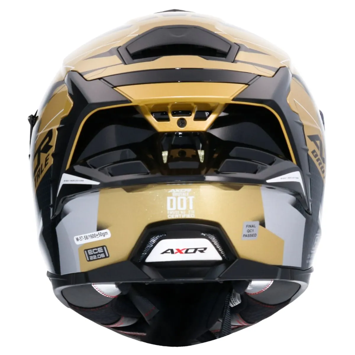 AXOR Brutale Plexus Full Face Helmet ECE 22.06 DOT INS NBR Certified Black Gold