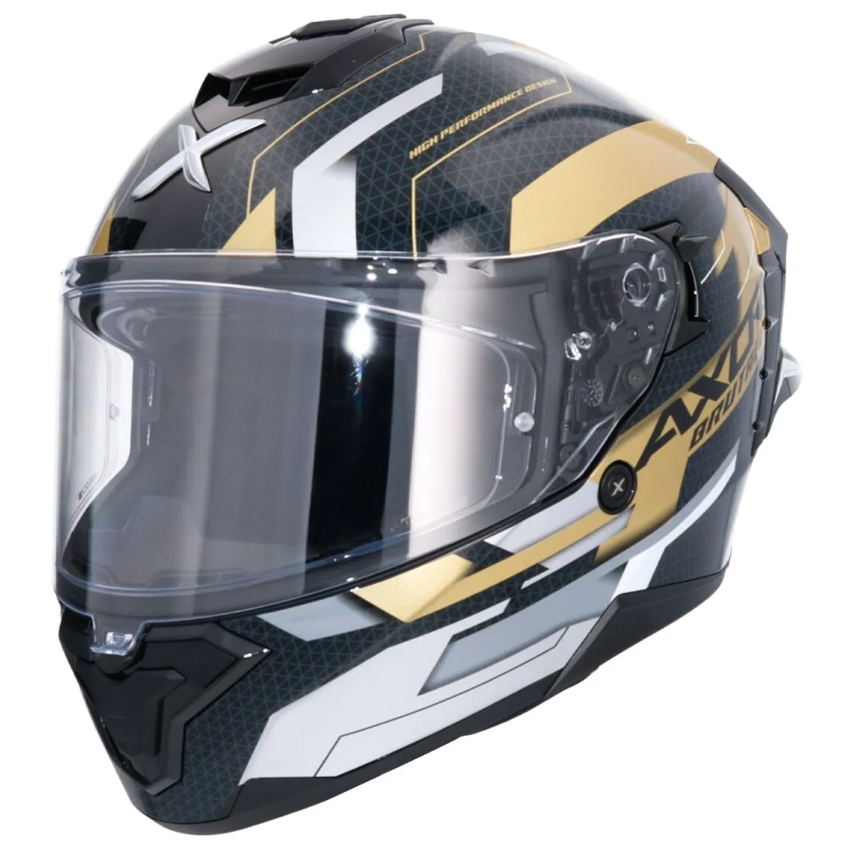AXOR Brutale Plexus Full Face Helmet Black Gold Left Side View