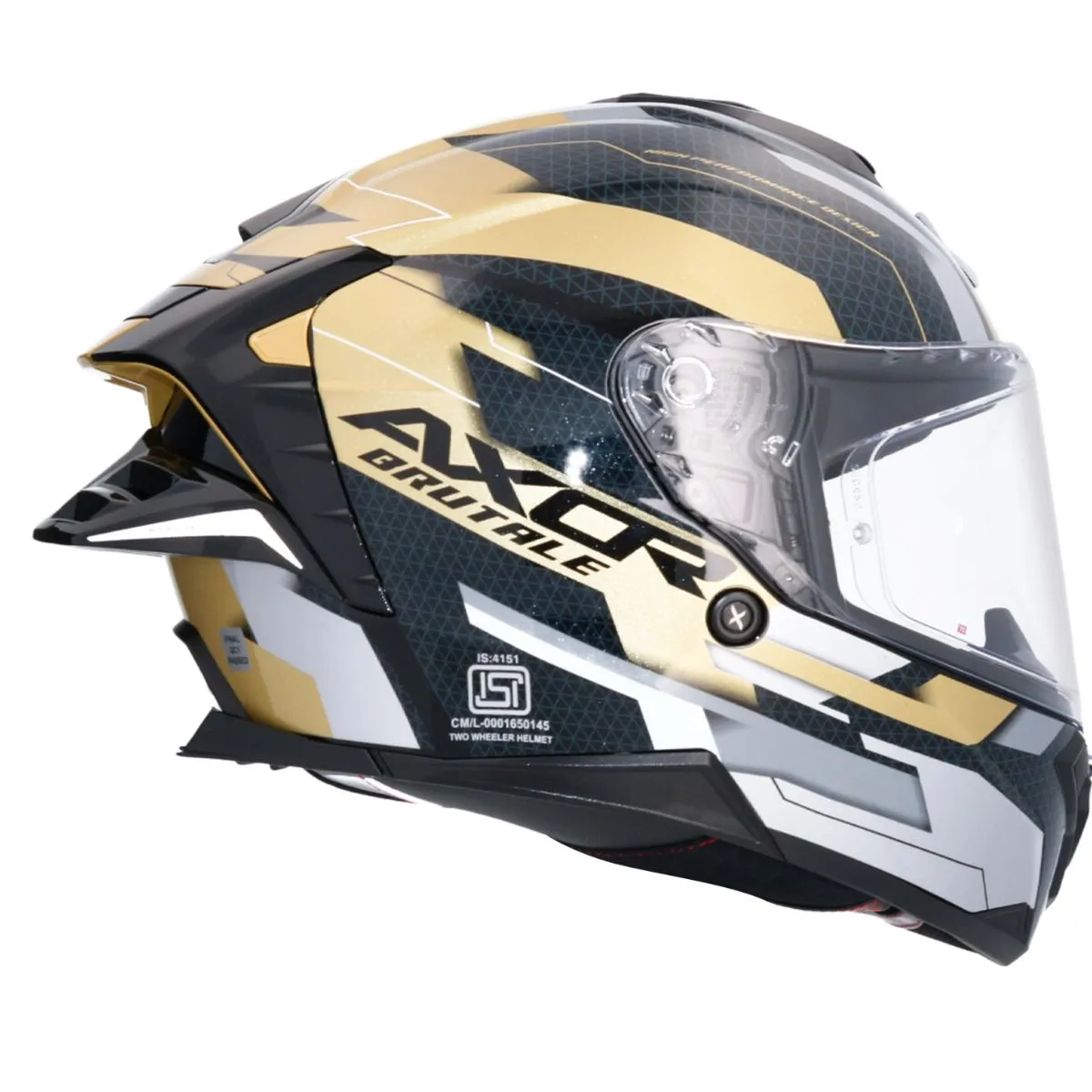 AXOR Brutale Plexus Full Face Helmet Black Gold Right Side View
