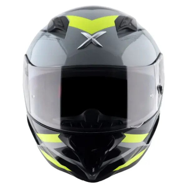 AXOR Hunter Cornet Full Face Helmet Matt Black Fluor Yellow front view
