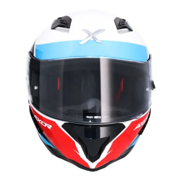 AXOR Hunter Turbo Full Face Helmet White Red front view