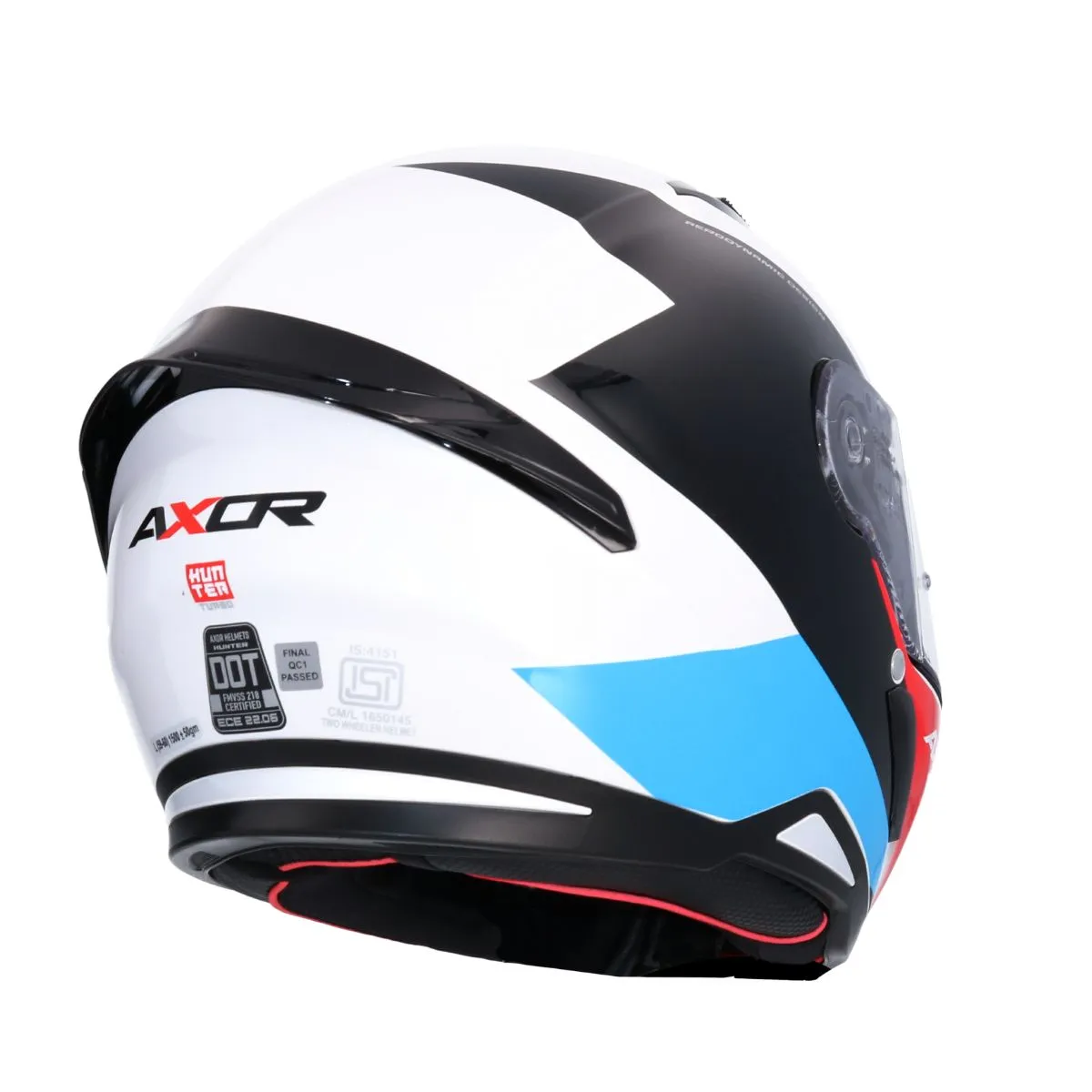 AXOR Hunter Turbo Full Face Helmet White Red rear view